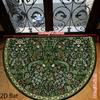 Elegant Vintage Floral Semi-Circular Carpet Soft Non-Slip Decorative Mat 2D Print Botanical Rug for Front Door Porch Balcony Decor