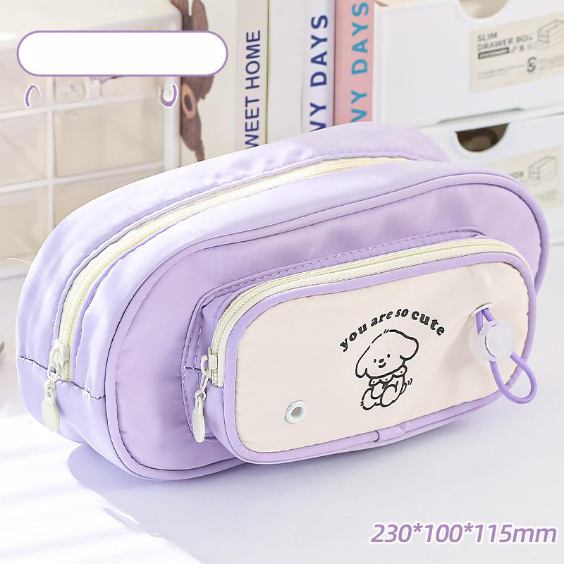 

Многослойный узор с рисунком собачки 2024 года, новая маленькая милая девочка-студентка с функцией дофамина, большая емкость для хранения канцелярских принадлежностей, сумка для ручек