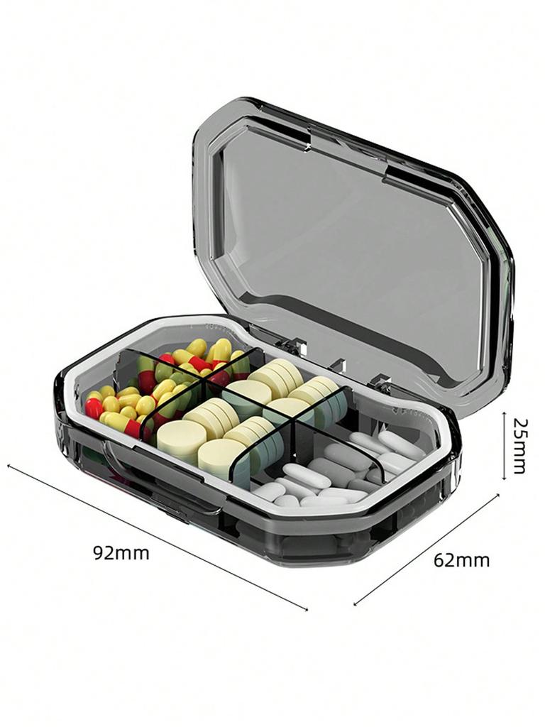 1Pc Portable 4/6 Compartment Pill Storage Container for Daily Medication Moisture-proof Sealing