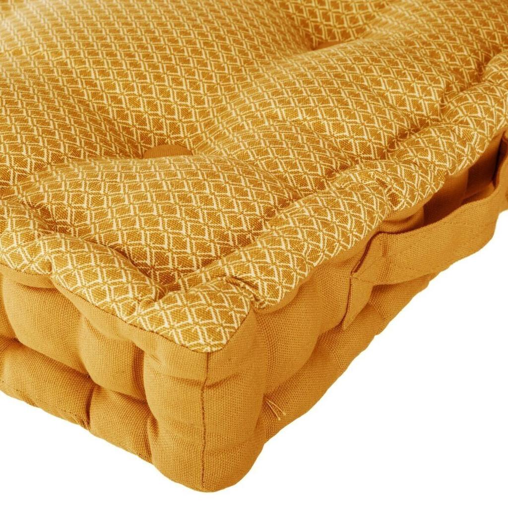 Shipy yellow COTTON CUSHION/SEAT quilted