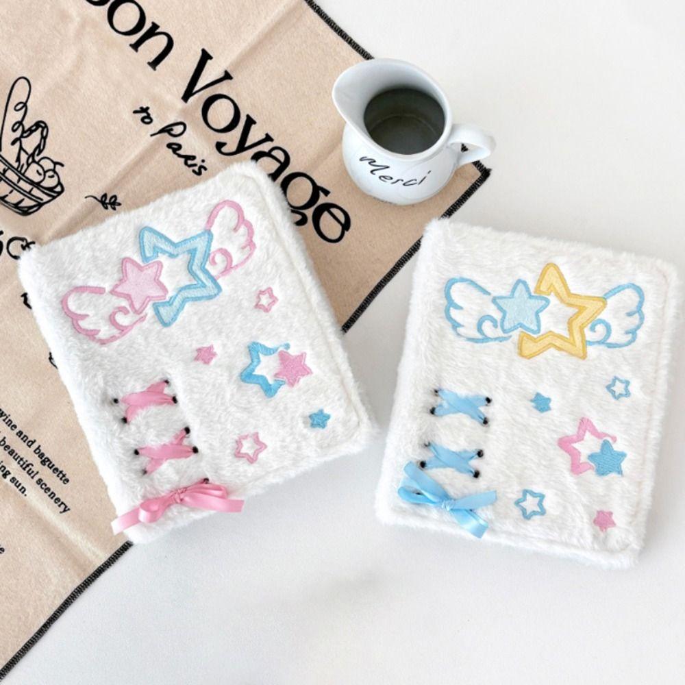 Loose-Leaf Photocard Holder Plush Angel Star Pattern Collect Book  For Kpop Idol Fans