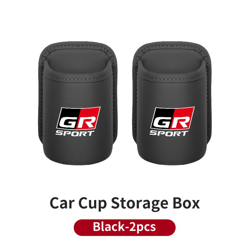 Car Door Cup Holder Leather Drink Storage Seat Organizer For Toyota GR Sport Corolla Yaris Camry Prius RAV4 CHR Key Accessories