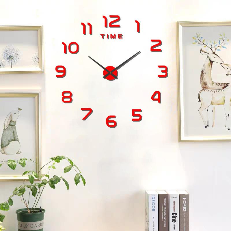 Creative Acrylic DIY Wall Clock Without Punching Restaurant Clock Mirror Silent Three-dimensional Decorative Wall Sticker Clock