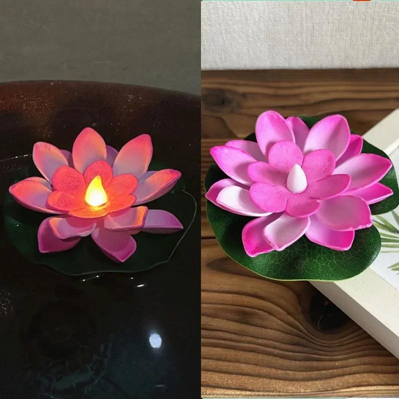 LED Lotus Night Lamp Floating Water Sensor Flower Lamps Garden Fish Tank Decor Festive Party Accessories Wishing Lotus Light