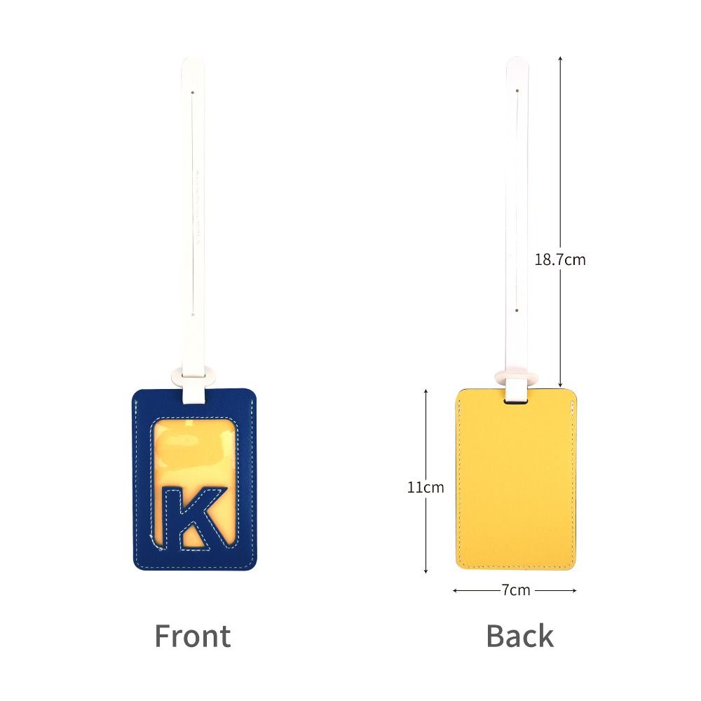 Solid Color 26 Letter Name Luggage Tag PU Alphabet Card Holder Airplane Suitcase Tag Women