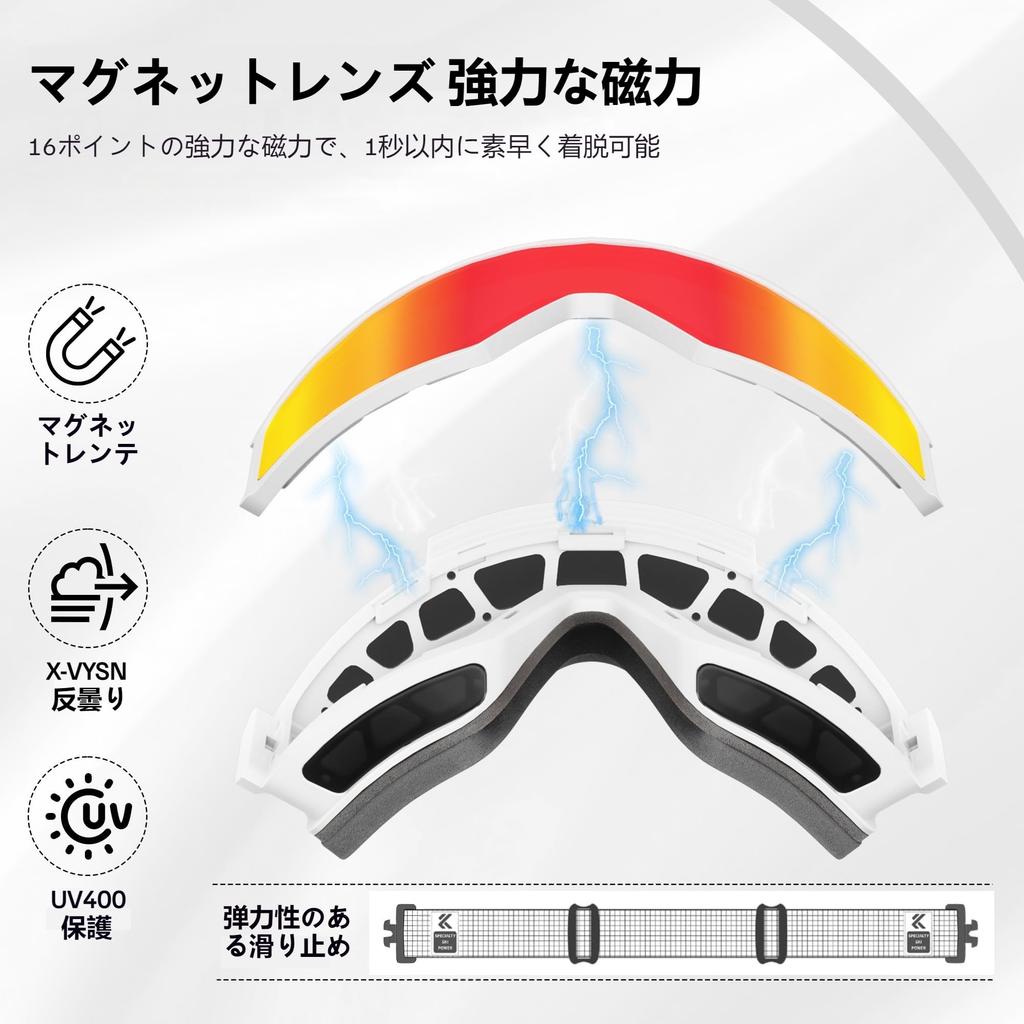 KAPVOE Ski and Snowboard Goggles with Double Magnetic Large HD and UV Protection Red and Snowfield Women's Anti-Fog Lenses, Removal, Mirror,