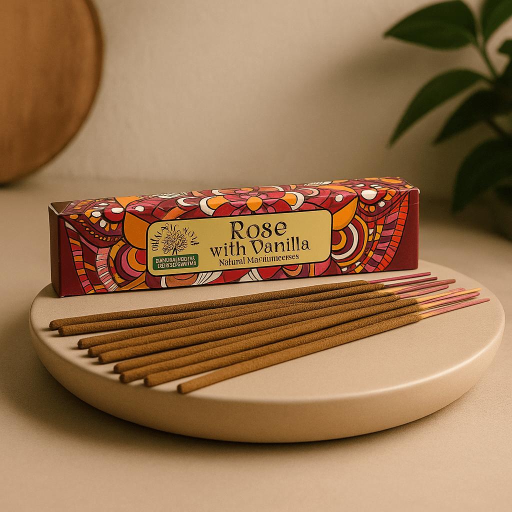 7x Rose Vanille Masala Räucherstäbchen, Namaste