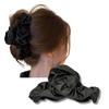 Lucigrey Hair Clip Large Bun Satin Stylish Frill Securely Holds Updo Elegant Ladies Black