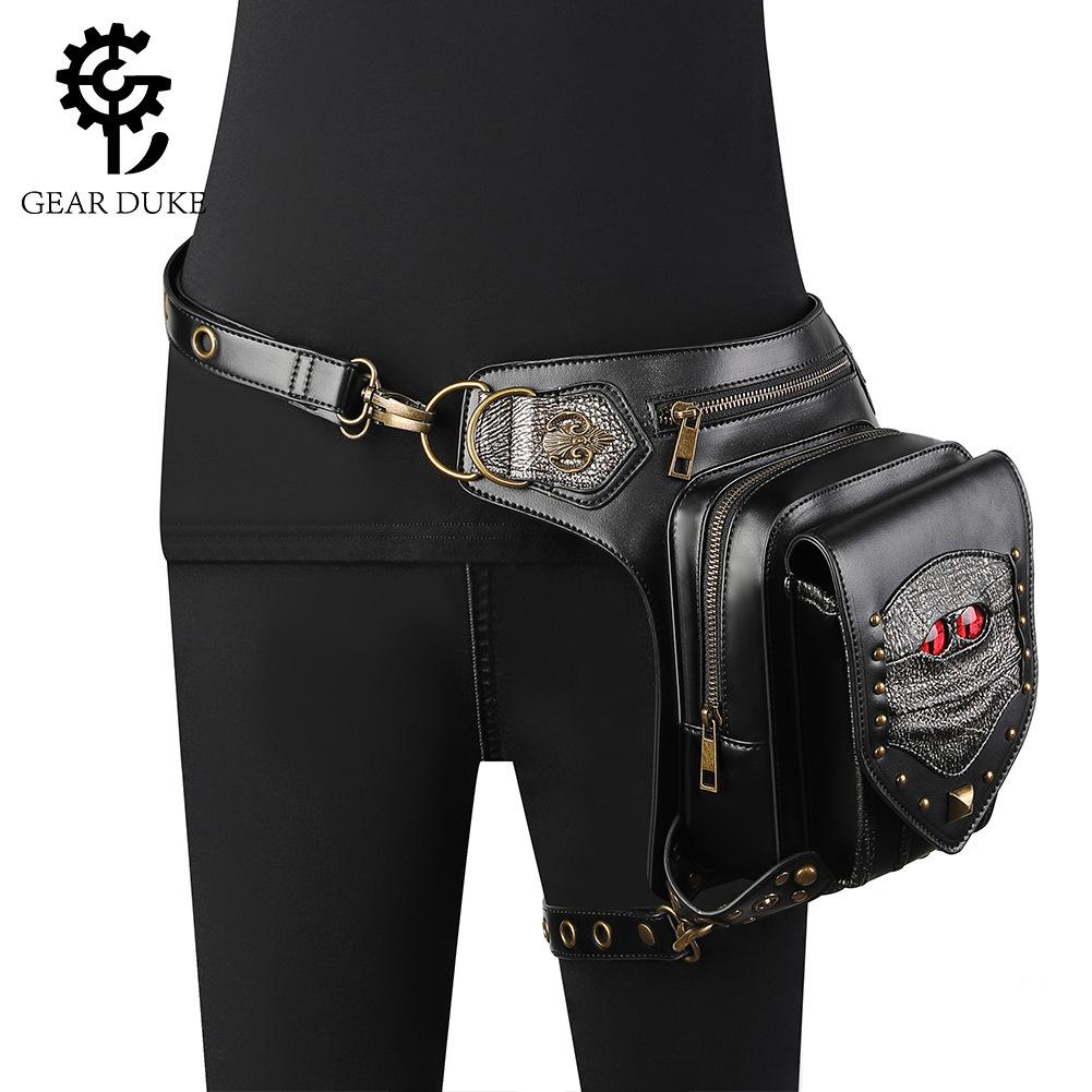 Bag Female Punk Chain Bag Pu Niche Locomotive Women Shoulder Messenger Bag Fanny Pack Male