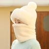 Women Winter Hat with Integrated Scarf Cold-proof Front Cover Thick Plush Warm Full Protection Outdoor Cycling Travel Cold Weather Cap