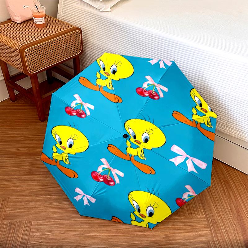 

1pc Looney Tunes pattern Umbrella Portable Folding Umbrella Iron Frame Hole Bone Structure Outdoor Home Umbrella разноцветный