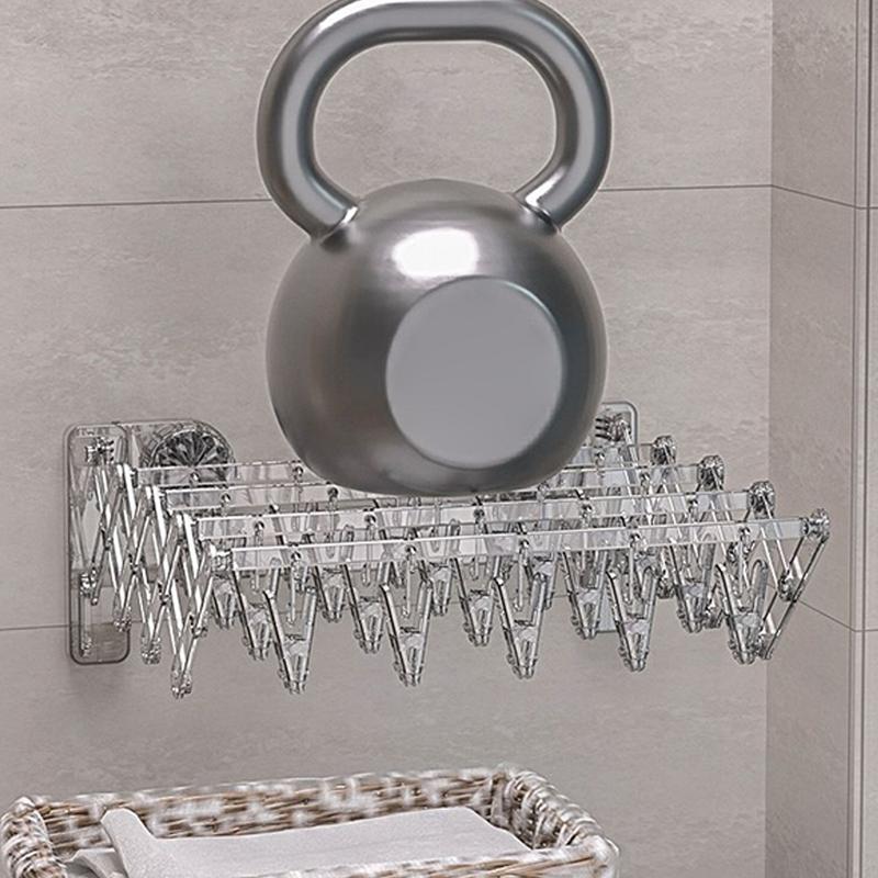 Suction Cup Sock Drying Rack Space-Saving Retractable Clothes Rack Suction Cup Sock Hanger With Clip Wall Household Supplies