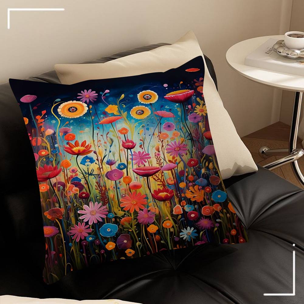 Abstract Flower Canvas Painting Modern Floral Prints Pillow Cover Sofa Cushion Cover Home Room Decoration Children Gift