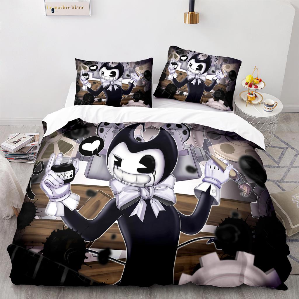New Anime Bendy & Ink Machin Bedding Set Single Twin Full Queen King Size Bed Set Adult Kid Bedroom Duvetcover Set Home Textile