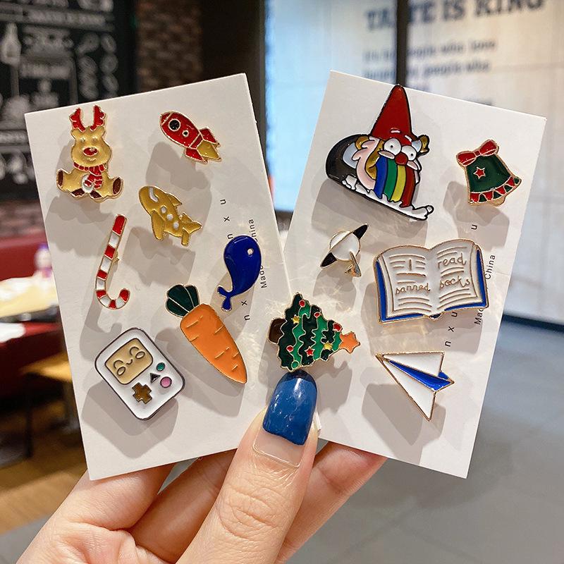 Trendy Japanese Cute Cartoon Brooch Pin - Small Fresh Female Badge Safety Pin Accessory