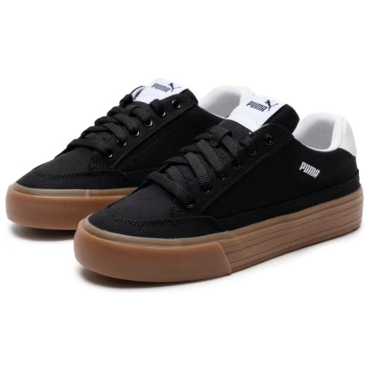 Puma Court Classic Vulc Fashionable Durable Lightweight Low-Top Skate Shoes Unisex Sneakers Black 395020-15