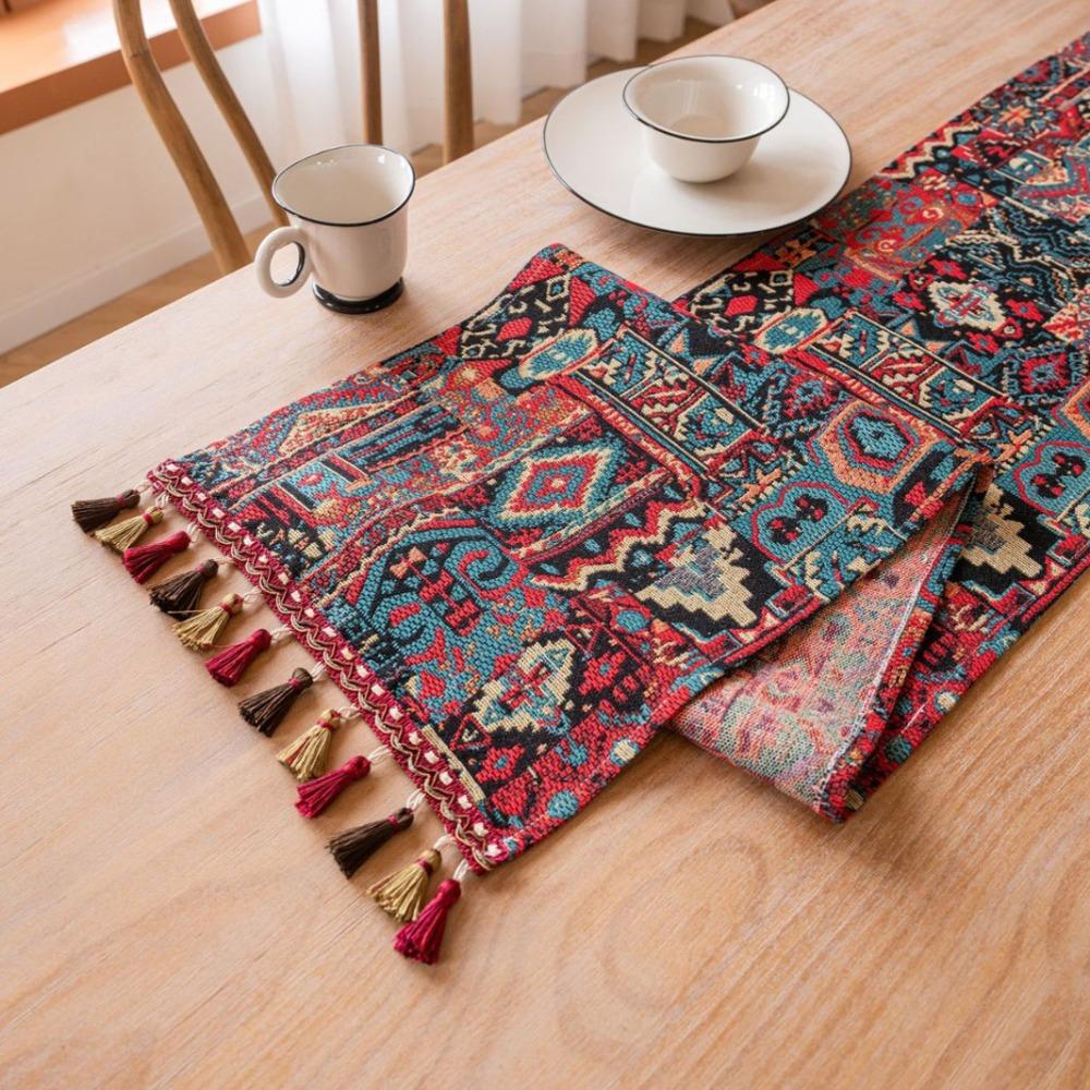 Cotton Table Cover with Tassel Tablecloth INS Table Runner  Table Decor