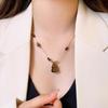 French Tiger's Eye Gourd Pendant Beaded Necklace - Melanin Light Luxury Niche Design Sweater Chain