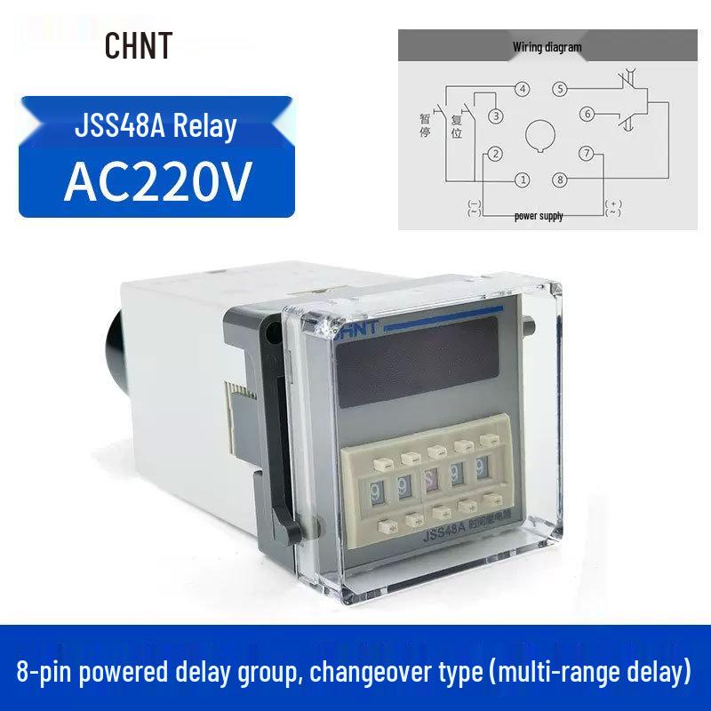 JSS48A-S/2Z Digital Cyclic Time Relay with Display, Energization Delay, AC/DC 24V-48V/220V/380V