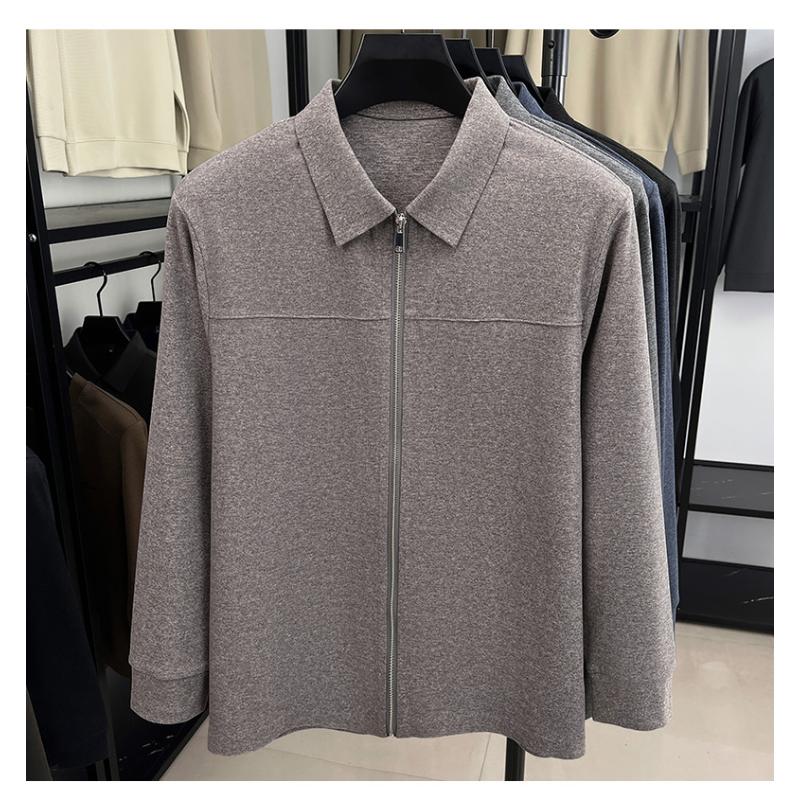Solid Color Zipper Pocket Long-sleeved Lapel Jacket Knitted Cardigan Jacket Top