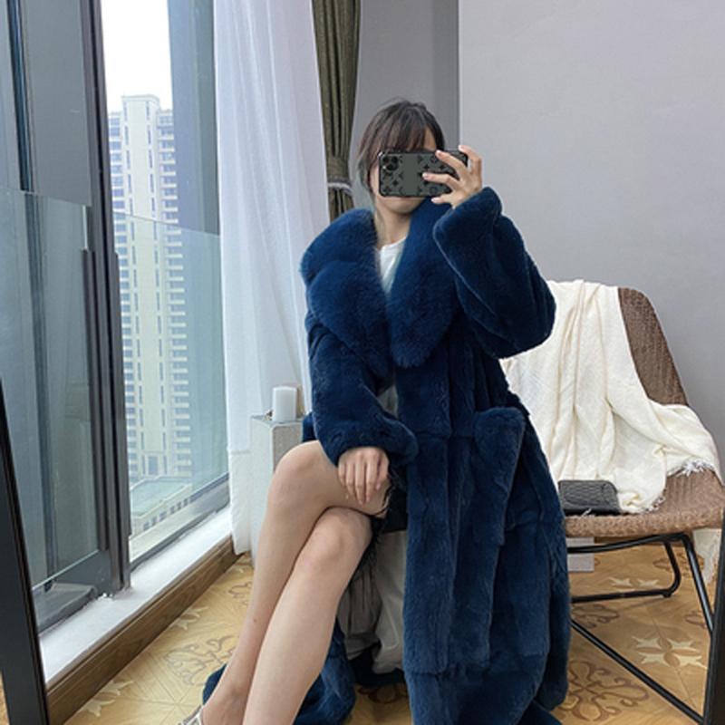 Cappotto Moda Elegante Morbido Pelliccia Sintetica Lunga Caldo Soprabito Inverno Donna Revers a V Cappotto Cinture Tasche Parka Largo 9 Colori