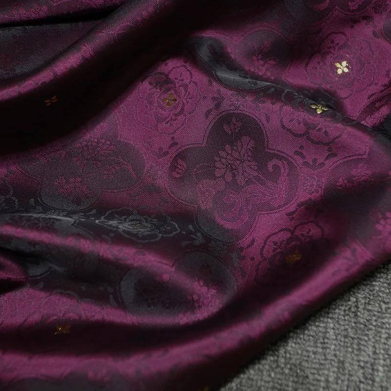 100x150cm High End Jacquard Fabric Small Golden Osmanthus Lotus Flower Brocade Fabric for Cheongsam Horse Face Skirt DIY Sewing