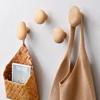 Solid Wood Handle Clothes Hook Coat Hook Wall-mounted Hook Punch-free Door Clothes Hanger Pebble Shape Cabinet Door