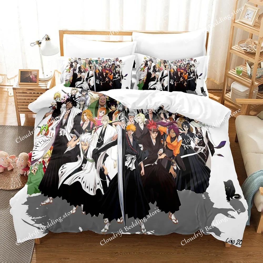 New Anime Bleach Cartoon Print Duvet Cover Pillowcase Bedding Set Double Twin Full Queen King Adult Kids Bedclothes Quilt Cover