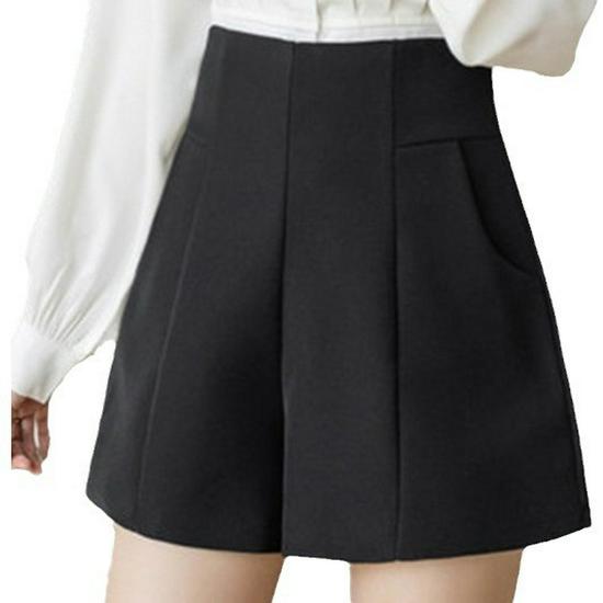 Women's High Waist Versatile Black Suit Shorts & Wide Leg Pants - Casual, Slimming, Loose Fit for Spring/Summer 2024 Autumn/Winter.