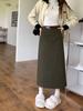 Women's High-Waist Corduroy A-Line Skirt with Back Slit, Slimming Mid-Length for Autumn/Winter