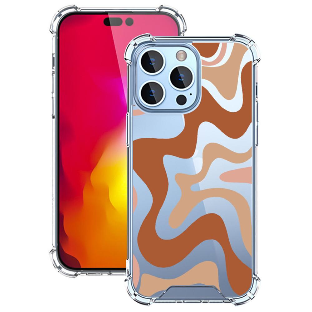 For iPhone 16 Pro Case Colorful Wave Pattern Printing Soft TPU+PC Phone Cover
