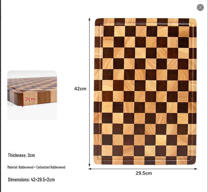 Tagliere da Cucina in Legno di Hevea a Scacchiera
