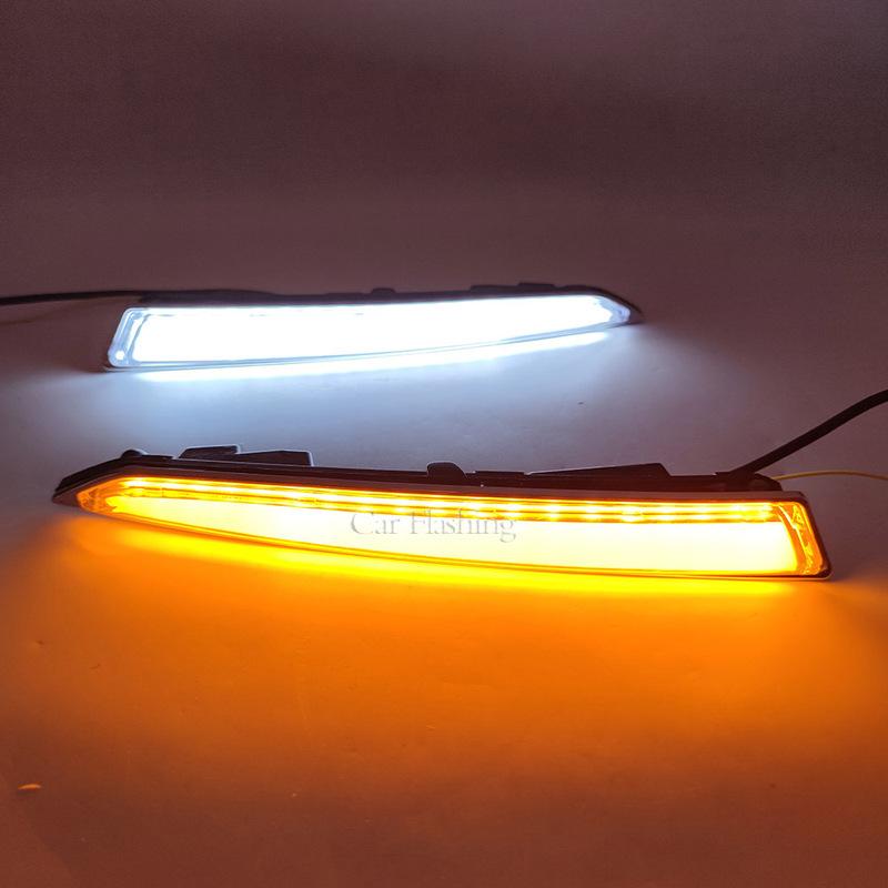 1 Pair For Ford Kuga Escape 2013 2014 2015 2016 2017 Daytime Running Light DRL LED Fog Lamp With Dynamic Yellow Turn Signal