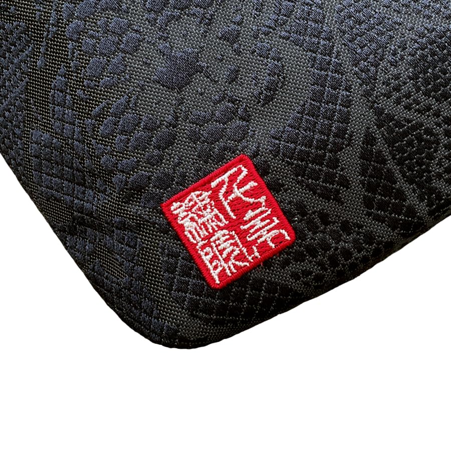Senshishuin Nishijin Brocade Pouch with Black Lace and Camellia Design (Lined) (Small)