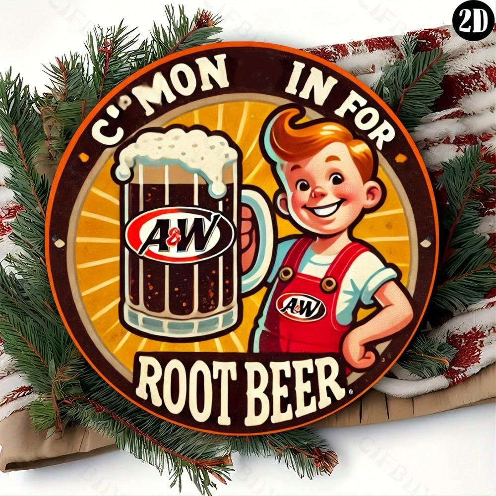 Vintage A&W Root Beer Metal Sign Wall Art Aluminum Decor Gift Bar Cafe Home Office