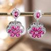 Exquisite White Rose Red Zircon Flower Drop Earrings for Women Elegant Silver Color Wedding Jewelry Gifts
