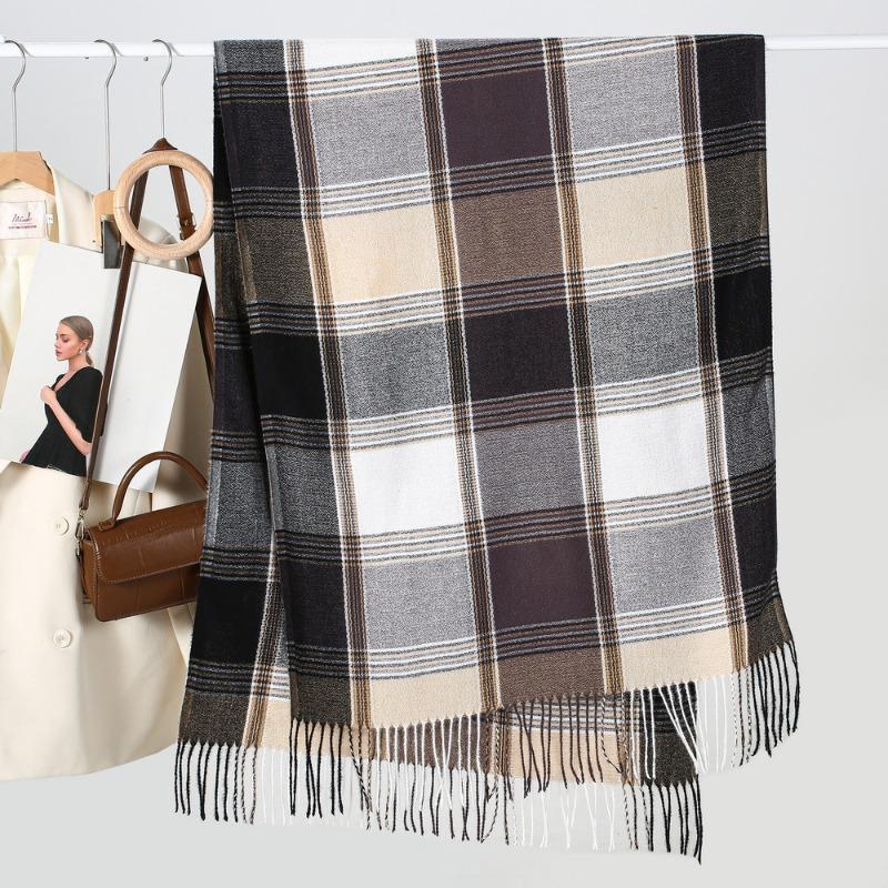 Fashion Classic Color Plaid Scarf Women's Autumn and Winter Cold and Warm Imitation Cashmere Scarf Men and Women