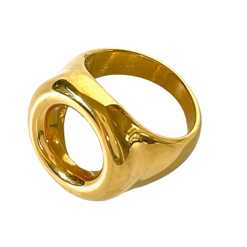 Inel de modă pentru femei din oțel inoxidabil gol lustruit aur de 18K