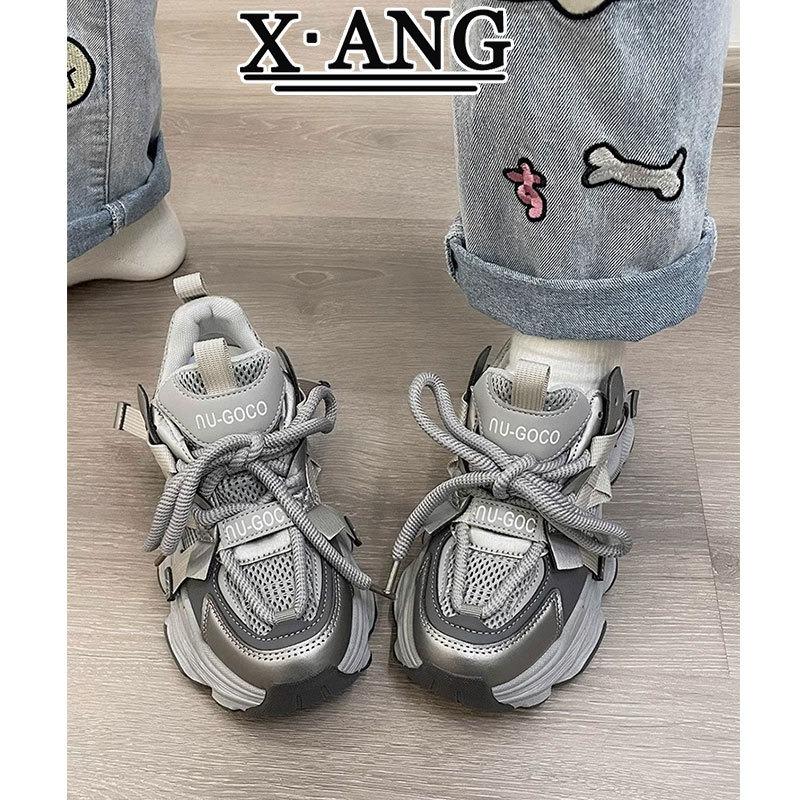 

Showing feet little dad shoes women s spring and summer new thick-soled heightening mesh breathable leather casual sports shoes 40