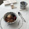 Piatto Rotondo Blu Navy Stoviglie Smalto Yogurt Avena Piatti per Colazione Tazze da Caffè Piatti per Insalata di Frutta Stoviglie Domestiche