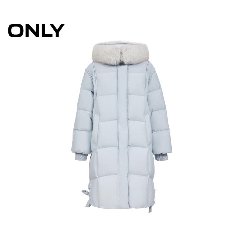 ONLY Women's 2025 Winter 90% White Goose Down Mid-Length Hooded Puffer Coat