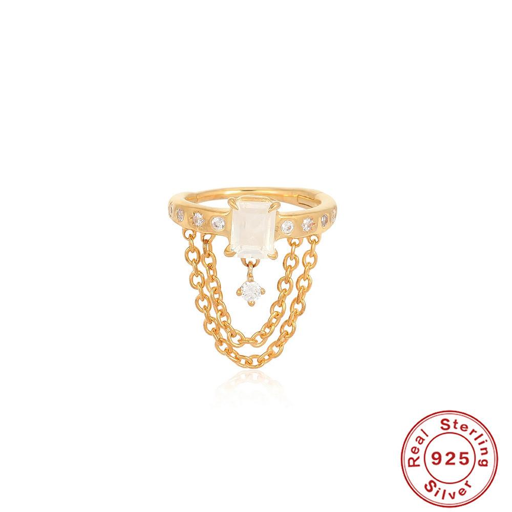 Simple And Versatile S925 Sterling Silver Horse'S Eye Geometric Stone-Inlaid Basic Earrings Ear Buckles Earrings