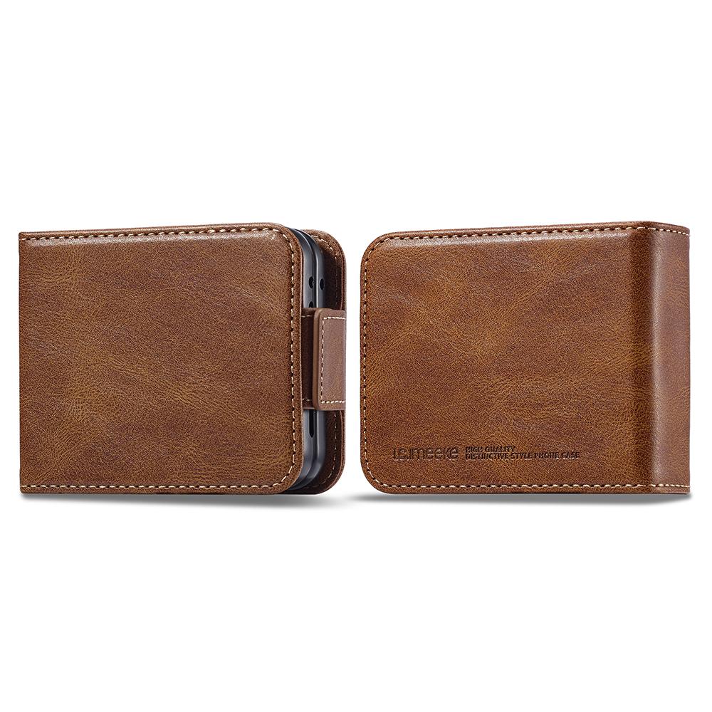 

LC.IMEEKE For Samsung Galaxy Z Flip5 5G PU Leather Phone Cover RFID Blocking Card Slot Case Brown