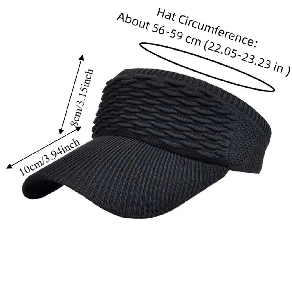 Portable Fish Scale Knitted Visor Cap Solid Color Polyester Long Brim Sun Cap Lightweight Breathable Sunscreen Empty Top Hat