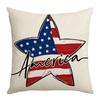 Suministros de Decoración para el Hogar Funda de Cojín de Lino Día de la Libertad Estampado de Texto Pentagrama Funda de Almohada para Sofá