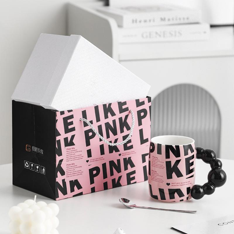 

Кружка с креативной ручкой-бусиной высокой ценности, праздничный подарочный пакет-сувенир, стакан для воды, подарочный набор 301-400ml