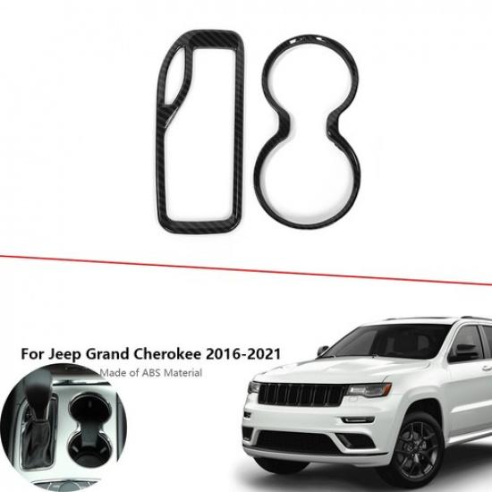 Carbon Inner Gear Shift Cup Holder Cover Trim for Jeep Grand Cherokee 16-21