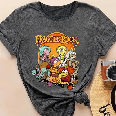 Damen Sommer T-Shirt Retro Mode Kurzarm T-Shirts Lässig Cartoon Muster Bedruckte Oberteile