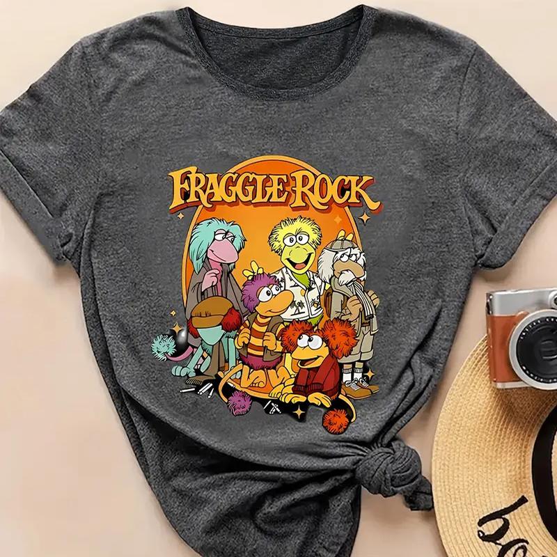 

Женская летняя футболка Ретро мода Футболки с коротким рукавом Повседневные топы с мультяшным принтом 8XL серый