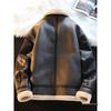 Unisex Retro Lambswool Motorcycle Jacket - Thickened Velvet Leather for Autumn & Winter